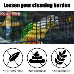 2 Pieces Large Adjustable Bird Cage Cover Seed Feather Catcher Birdcage Nylon Mesh Net Cover Soft Skirt Guard for Parakeet Macaw African Round Square Cage (61 x 10 Inch in Circumference and Width)