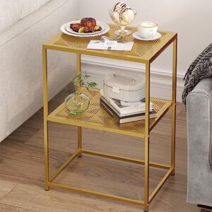 yusong narrow end table, small gold side table for small spaces, standing metal shelf, night stand bedside table for bedroom, sofa couch tables for living room, gold