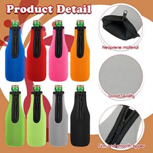 24 Pcs Beer Bottle Sleeves Bottle Insulators Can Cooler Sleeves Neoprene Zip up Can Covers Multicolor Thick Bottles Sleeves with Stitched Fabric Edges Enclosed Bottom for Summer Parties