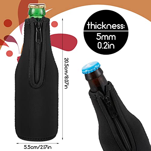 24 Pcs Beer Bottle Sleeves Bottle Insulators Can Cooler Sleeves Neoprene Zip up Can Covers Multicolor Thick Bottles Sleeves with Stitched Fabric Edges Enclosed Bottom for Summer Parties