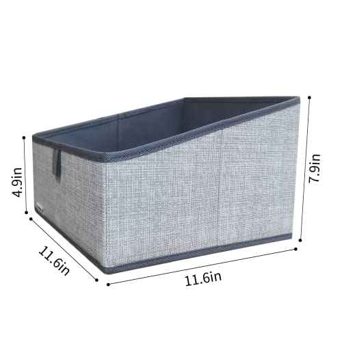 UNAMAX 3 Packs Closet Storage Bins - Trapezoid Large Storage Box - Foldable Fabric Baskets for Organizing Clothes - Baby Toiletry, Toys, Towel, DVD, Book (1# Dark Grey, 11.6 x 11.6 x 7.9 inches)