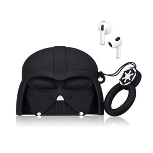 airpods 3rd generation case cute cartoon personality 3d kawaii soft silicone skin protector for teenagers and children (black warrior)