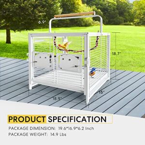 VIVOHOME 19 Inch Wrought Iron Bird Travel Carrier Cage with 72 Inch Wrought Iron Large Bird Cage