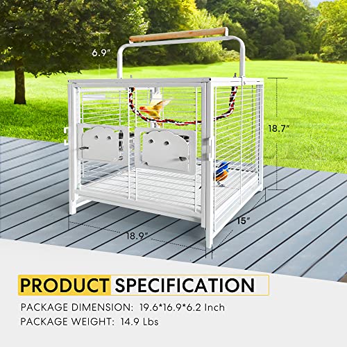 VIVOHOME 19 Inch Wrought Iron Bird Travel Carrier Cage with 72 Inch Wrought Iron Large Bird Cage