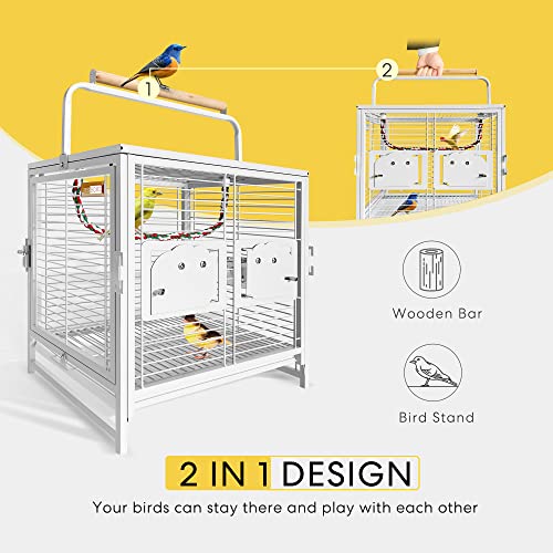 VIVOHOME 19 Inch Wrought Iron Bird Travel Carrier Cage with 72 Inch Wrought Iron Large Bird Cage