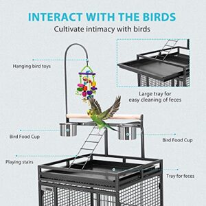 VIVOHOME 19 Inch Wrought Iron Bird Travel Carrier Cage with 72 Inch Wrought Iron Large Bird Cage