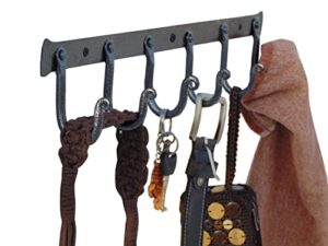 bosky coat rack wall mounted heavy duty wrought iron 6 large coat hooks rail | home decor no rust hooks for hanging clothes,purses,jacket,hats,towel (rustic silver)