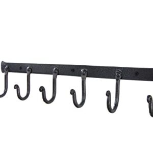 BOSKY Coat Rack Wall Mounted Heavy Duty Wrought Iron 6 Large Coat Hooks Rail | Home Decor No Rust Hooks for Hanging Clothes,Purses,Jacket,Hats,Towel (Rustic Silver)