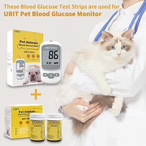 URIT Pet Blood Glucose Test Strips for Dog/Cat, 50 Test Strips for URIT Blood Glucose Monitor System for Dog/Cat Diabetes.