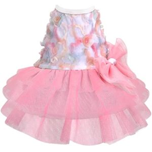 botewo pink dog dress summer sleeveless pet tutu wedding dresses lovely puppy party apparel clothes(pink,m)