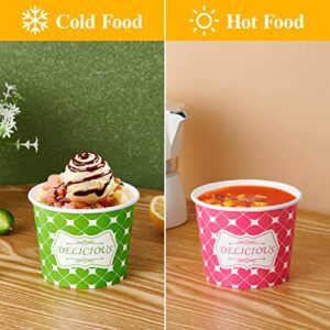 LITOPAK 120 Pack 12 oz Ice Cream Cups, Ice Cream Bowls for Cold and Hot Foods, Paper Ice Cream Bowls, Disposable Dessert Cups, Paper Ice Cream Sundaes Cups for Ice Cream, Hot Soup, Snacks, and Fruits.