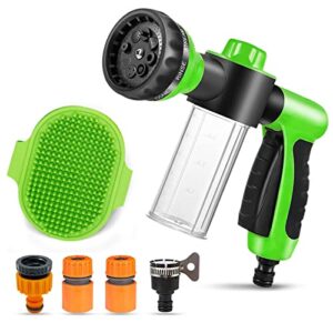 pup jet wash hose nozzle foam sprayer attachment soap dispenser bottle washing shower pet bathing tool for dog horse (green)