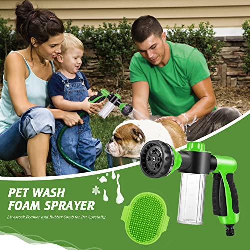 Pup Jet Wash Hose Nozzle Foam Sprayer Attachment Soap Dispenser Bottle Washing Shower Pet Bathing Tool for Dog Horse (green)