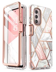 i-blason cosmo series designed for moto g stylus 5g case (2022) [not for 4g version& 2020/2021 version], slim stylish protective case with built-in screen protector (marble)