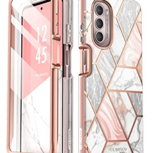 i-Blason Cosmo Series Designed for Moto G Stylus 5G Case (2022) [Not for 4G Version& 2020/2021 Version], Slim Stylish Protective Case with Built-in Screen Protector (Marble)