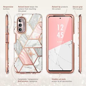 i-Blason Cosmo Series Designed for Moto G Stylus 5G Case (2022) [Not for 4G Version& 2020/2021 Version], Slim Stylish Protective Case with Built-in Screen Protector (Marble)