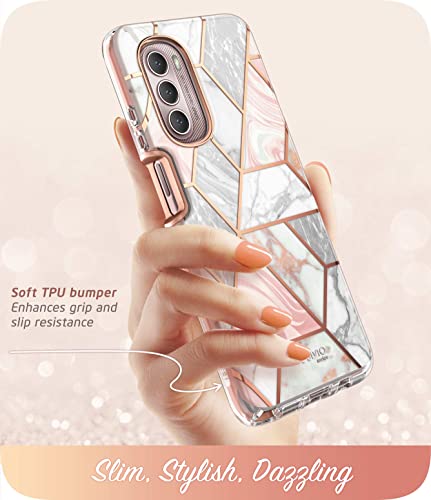 i-Blason Cosmo Series Designed for Moto G Stylus 5G Case (2022) [Not for 4G Version& 2020/2021 Version], Slim Stylish Protective Case with Built-in Screen Protector (Marble)