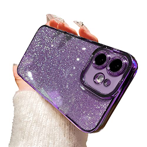 Fycyko Compatible with iPhone 12 Case Glitter Luxury Cute Clear Flexible Plating Cover Camera Protection Shockproof Phone Case for Women Girl Men Design for iPhone 12 Cover 6.1'' Sparkly