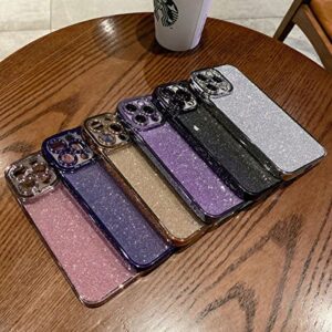 Fycyko Compatible with iPhone 12 Case Glitter Luxury Cute Clear Flexible Plating Cover Camera Protection Shockproof Phone Case for Women Girl Men Design for iPhone 12 Cover 6.1'' Sparkly