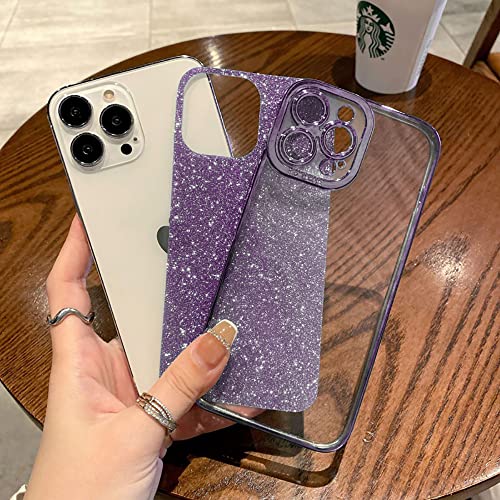 Fycyko Compatible with iPhone 12 Case Glitter Luxury Cute Clear Flexible Plating Cover Camera Protection Shockproof Phone Case for Women Girl Men Design for iPhone 12 Cover 6.1'' Sparkly