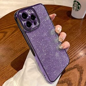 Fycyko Compatible with iPhone 12 Case Glitter Luxury Cute Clear Flexible Plating Cover Camera Protection Shockproof Phone Case for Women Girl Men Design for iPhone 12 Cover 6.1'' Sparkly