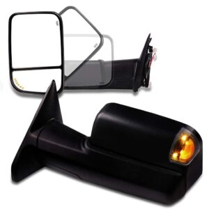 yishuee towing mirrors power adjusted heated led turn signal puddle light housing(pair set)tow mirrors replacement compatible for 2010 for dodge for ram 2500 3500 2011-2018 for ram 1500/2500/3500