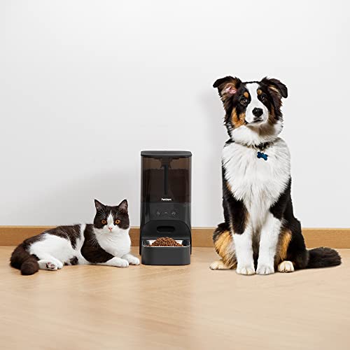 Pettliant Automatic Cat Feeders with APP Control, 2.4G WiFi Automatic Dog Feeder with Stainless Steel Bowl & 30s Voice Recorder, Pet Feeder can Timed to Feed Dogs/Cats up to 9 Meals Per Day - 4L