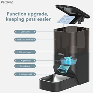 Pettliant Automatic Cat Feeders with APP Control, 2.4G WiFi Automatic Dog Feeder with Stainless Steel Bowl & 30s Voice Recorder, Pet Feeder can Timed to Feed Dogs/Cats up to 9 Meals Per Day - 4L