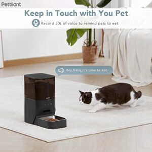 Pettliant Automatic Cat Feeders with APP Control, 2.4G WiFi Automatic Dog Feeder with Stainless Steel Bowl & 30s Voice Recorder, Pet Feeder can Timed to Feed Dogs/Cats up to 9 Meals Per Day - 4L