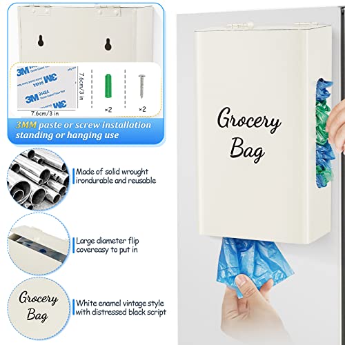 Jolensoy Grocery Bag Holder Plastic Bag Holder Wall Mount Trash Bag Holder Easy-Access Opening for Home Kitchen Organization (Ivory white)