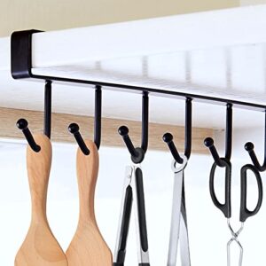 Achenyu Cup Holder Hanger Under Cabinet - Mug Hook Hanger Under Shelf - 3pcs x 6 Hook Coffee Cup Mug Holder Hanger for Kitchen - Fit for 0.8 Inch Thickness Shelf or Less (Black)
