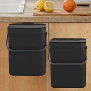 lalastar compost bin with lid, hanging small trash can with lid under sink for kitchen, food waste bin for countertop, mountable garbage can for bathroom, rv, 5l/1.3 gal, black