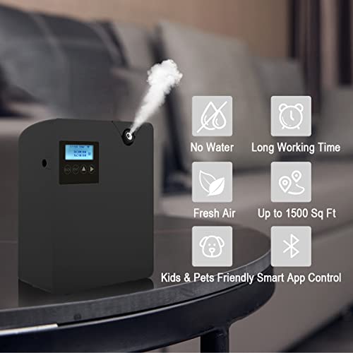 Hitish Scent Air Machine for Home, Bluetooth & WiFi Smart Scent Air Machine with Nebulizing Tech, 300ML Silent & Waterless Essential Oil Diffuser Cover up to 1500 Sq Ft for Large Room, Office(Black)