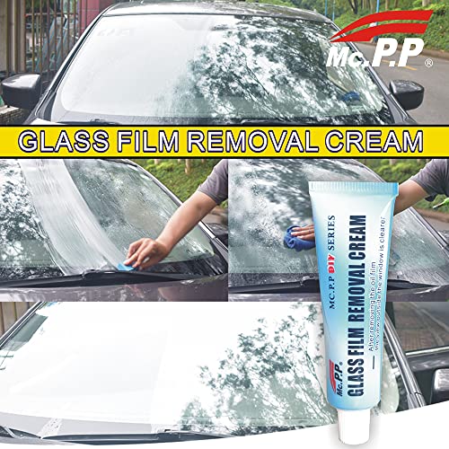 TYGHBN Car Glass Oil Film Cleaner, Glass Film Removal Cream, Car Windshield Oil Film Cleaner, Glass Stripper Water Spot Remover with Sponge (3 set with sponge)