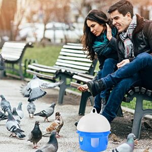 Pigeon Waterer Birds Water Feeder- Pigeon Water Dispenser, Automatic Bird Feeder for Cage, Bird Drinker Feeding Supplies for Pigeon Parrot ( 6.5L, White and Blue ) Bird Water Dispenser