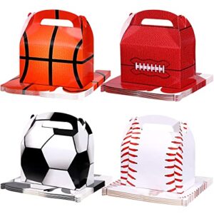 nezyo 24 pack sports themed birthday party supplies football treat boxes soccer party favors sports candy bags baseball basketball gift boxes with handle for baby shower party supplies decorations