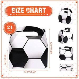 Nezyo 24 Pack Sports Themed Birthday Party Supplies Football Treat Boxes Soccer Party Favors Sports Candy Bags Baseball Basketball Gift Boxes with Handle for Baby Shower Party Supplies Decorations