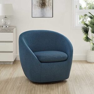 Amazon Basics Swivel Accent Chair, Upholstered Armchair for Living Room, Navy