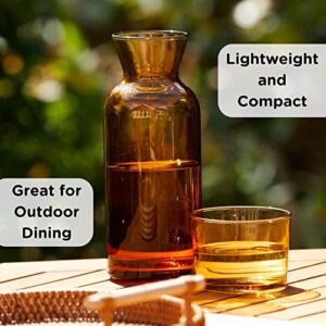 Bedside Carafe and Glass Set 23.66oz – Bedside Night Carafe with Glass - Fabulous All in One Hydration Experience for Outdoor Dining and Picnics - Amber Design