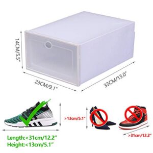 MONIPA 24 Pack Shoes Storage Boxes - Clear Plastic Foldable Stackable Shoe Organizer Containers Bins Holders for Closet Bedroom Small Space, 33x23x14 cm