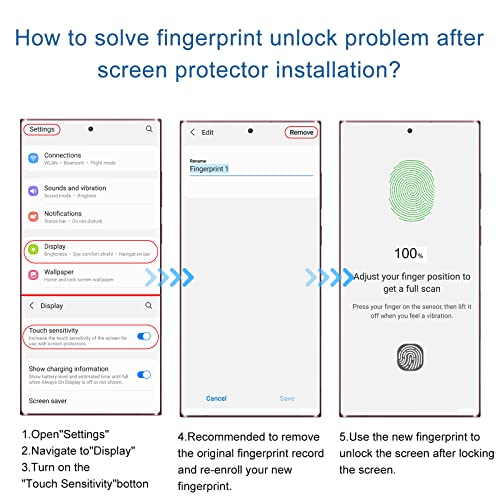 [2 Pack]YWXTW Support Fingerprint Unlock Screen Protector for Samsung Galaxy S22 Ultra 5G,Anti-Spy 9H Hardness Tempered Glass Film, Anti-Scratch with Easy Install Frame Case Friendly