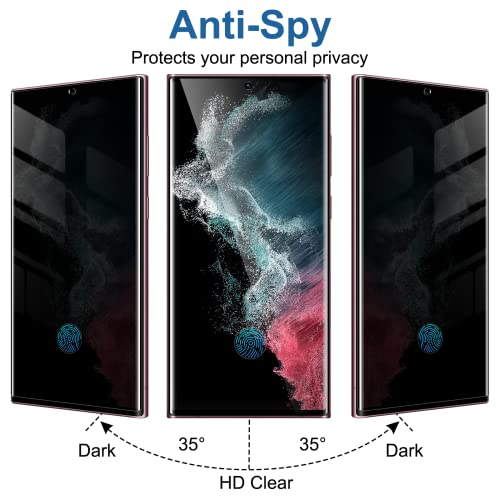 [2 Pack]YWXTW Support Fingerprint Unlock Screen Protector for Samsung Galaxy S22 Ultra 5G,Anti-Spy 9H Hardness Tempered Glass Film, Anti-Scratch with Easy Install Frame Case Friendly