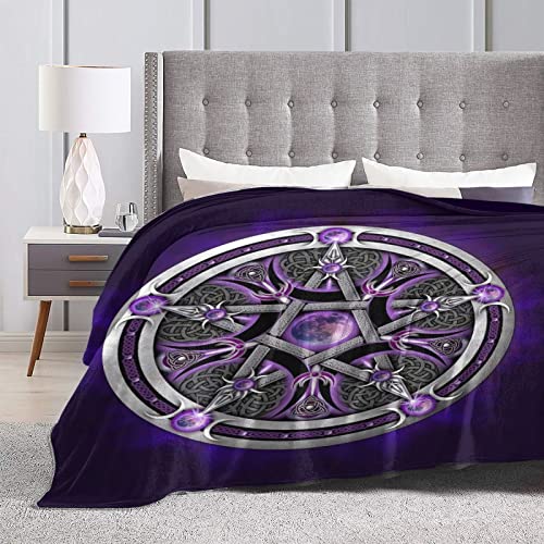 Purple Wicca Wiccan Star Pentagram Pentacle Full Fleece Throw Cloak Wearable Blanket Flannel Fluffy Comforter Quilt Nursery Bedroom Bedding King Size Plush Soft Cozy Air Conditioner Blanket