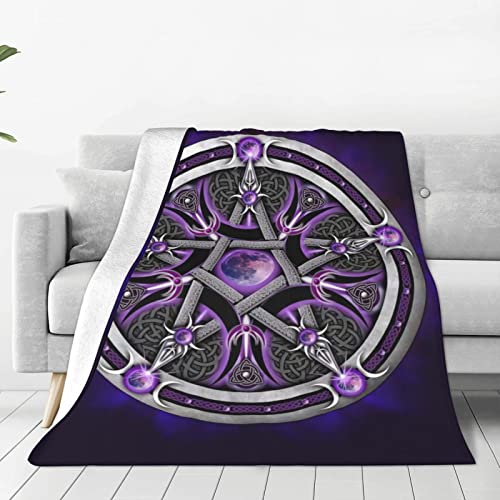 Purple Wicca Wiccan Star Pentagram Pentacle Full Fleece Throw Cloak Wearable Blanket Flannel Fluffy Comforter Quilt Nursery Bedroom Bedding King Size Plush Soft Cozy Air Conditioner Blanket