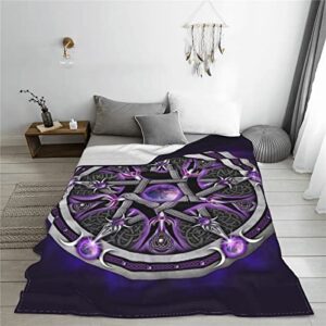 Purple Wicca Wiccan Star Pentagram Pentacle Full Fleece Throw Cloak Wearable Blanket Flannel Fluffy Comforter Quilt Nursery Bedroom Bedding King Size Plush Soft Cozy Air Conditioner Blanket