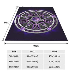 Purple Wicca Wiccan Star Pentagram Pentacle Full Fleece Throw Cloak Wearable Blanket Flannel Fluffy Comforter Quilt Nursery Bedroom Bedding King Size Plush Soft Cozy Air Conditioner Blanket