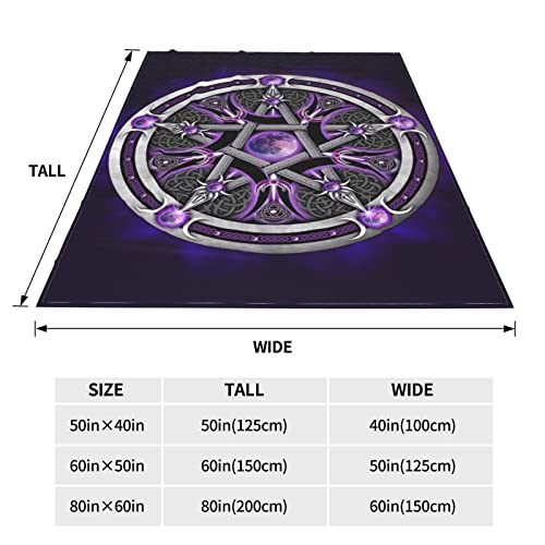 Purple Wicca Wiccan Star Pentagram Pentacle Full Fleece Throw Cloak Wearable Blanket Flannel Fluffy Comforter Quilt Nursery Bedroom Bedding King Size Plush Soft Cozy Air Conditioner Blanket