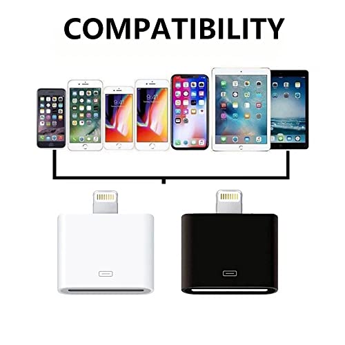 COVS Lightning to 30-Pin Adapter,[MFi Certified] iPhone 8Pin Male to 30Pin Female Converter Charging Data Sync Cable Connector Compatible iPhone 12/11/X/8/7/6/5/iPad/iPod White (No Audio)