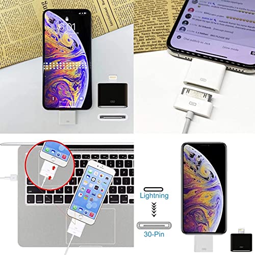 COVS Lightning to 30-Pin Adapter,[MFi Certified] iPhone 8Pin Male to 30Pin Female Converter Charging Data Sync Cable Connector Compatible iPhone 12/11/X/8/7/6/5/iPad/iPod White (No Audio)