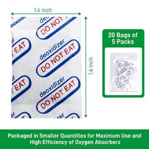 100 Count 300cc Food Grade Oxygen Absorbers Packets for Food Storage, Individually Wrapped Oxygen Absorbers for Long-term Food Storage Suitable for Mylar Bags